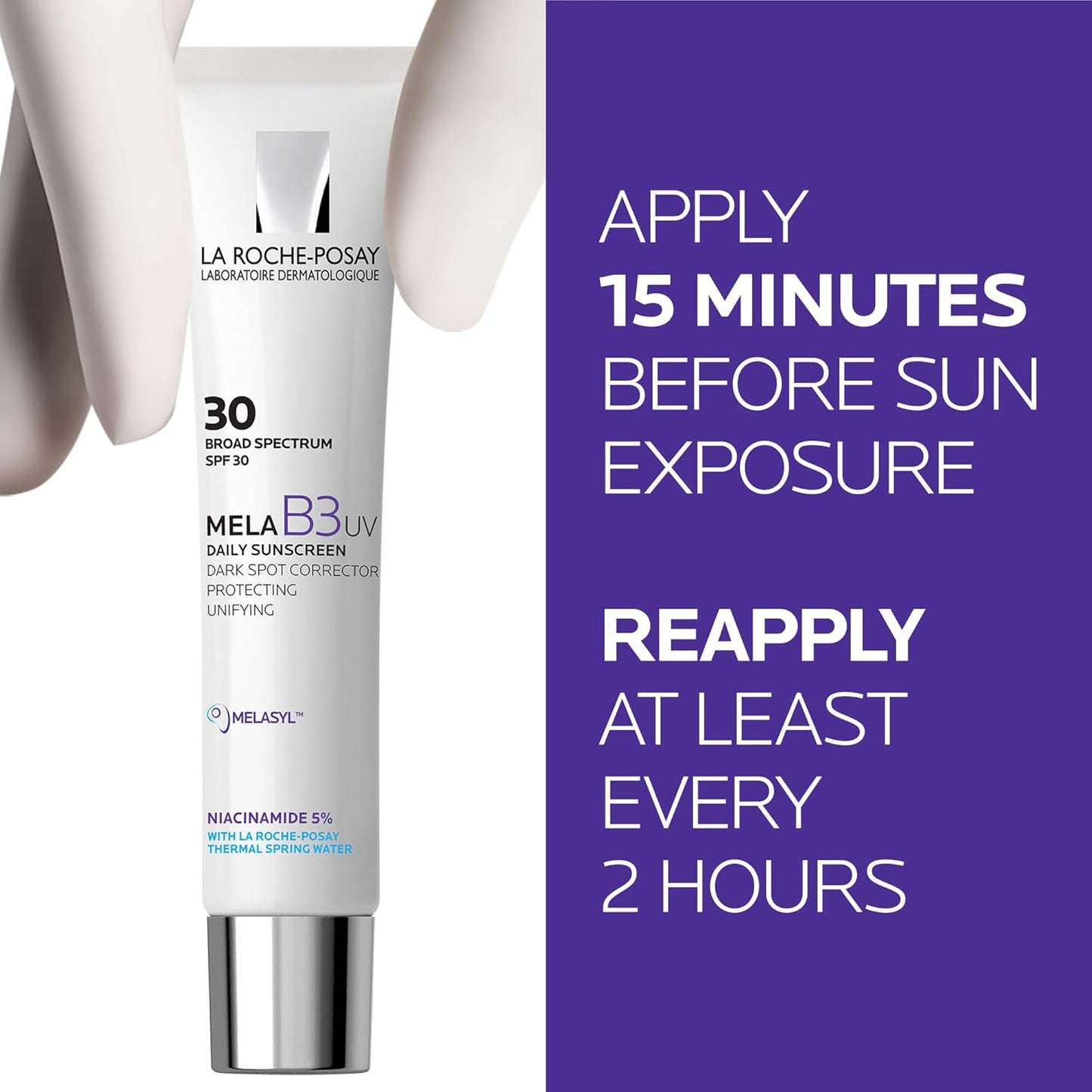 Zermet 1 La Roche-Posay Mela B3 UV Daily Sunscreen, Face Moisturizer With SPF 30 + Anti-Aging Melasyl + 5% Niacinamide, Helps Correct & Protect From Sun Damage, Face Sunscreen With No White Cast, 40ML