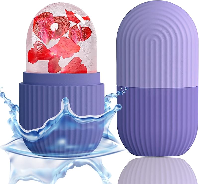Zermet 1 XHJRI Ice Cube Roller Massager for Face, Eyes and Neck Naturally Conditioning and Skin Care,De-Puff Eye Bags,Reduce Migraine Pain,Reusable Massage Silicone Ice Mold (Pink)