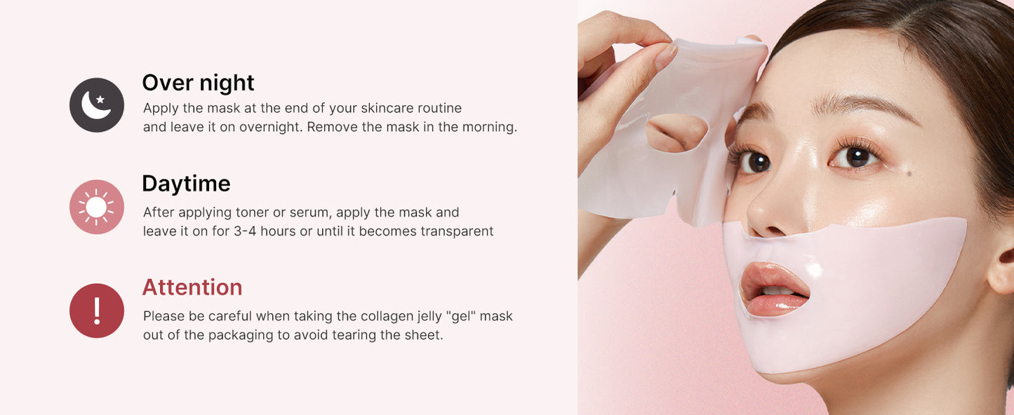 Zermet 1 medicube Salmon DNA Zermet 1 pink collagen jelly gel mask | overnight face mask for glass glow skin- elasticity, hydrating, firming and moisturizing | korean skincare, 28g, 4ea