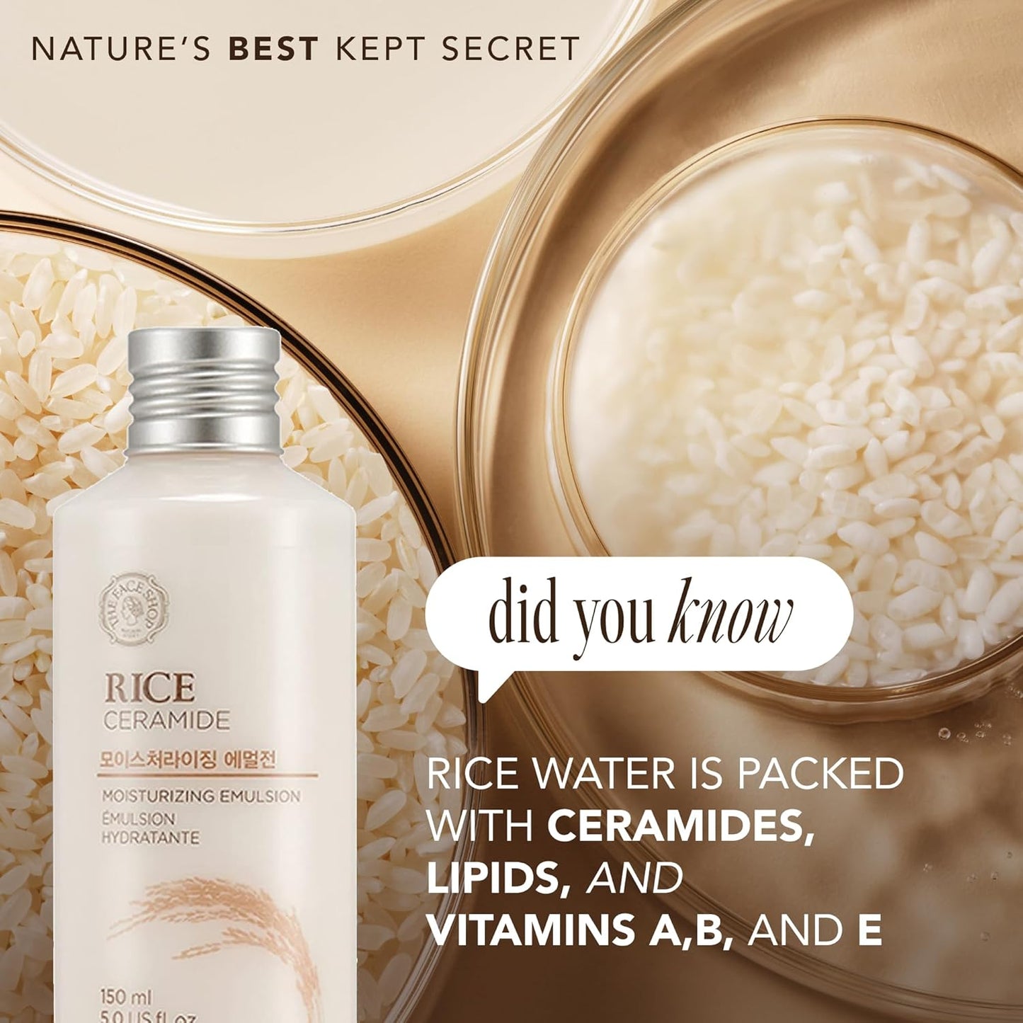 Zermet 1 The Face Shop Rice Ceramide Moisturizing Skincare Set - Toner & Moisturizer, Korean Skin Care with Rice Water, Gift Set, Travel Size, Hydrating for Dry Skin