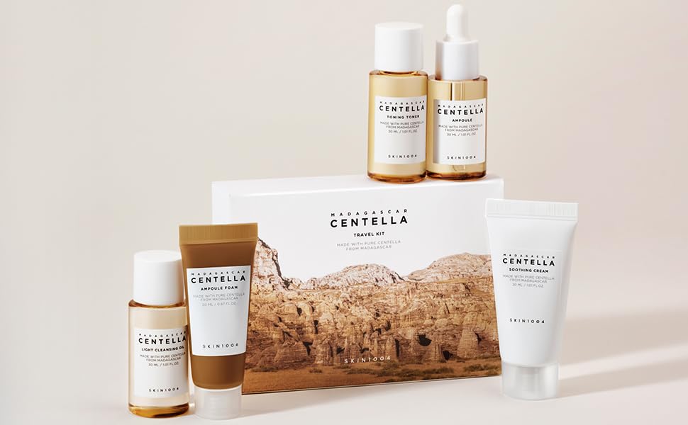 Zermet 1 Zermet 1 Madagascar Centella Travel Kit, Toner, Ampoule, Soothing Cream, Cleansing Oil, Ampoule Foam, Basic Skincare Box, Compact Size, Gift Sets, Mothers Day Gifts for Mom Gifts for Women, Trial Kit
