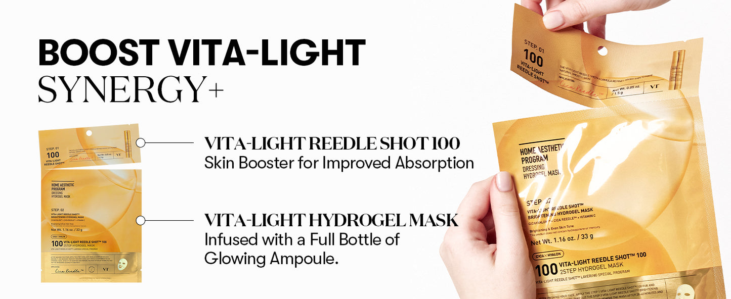 Zermet 1 Zermet 1 Vita-Light Reedle Shot 100 2-Step Hydrogel Mask(34.5gx4ea), Intensive Glowing, Exosome Glutathione Face Mask, Overnight Melting Mask, Korean Facial Mask