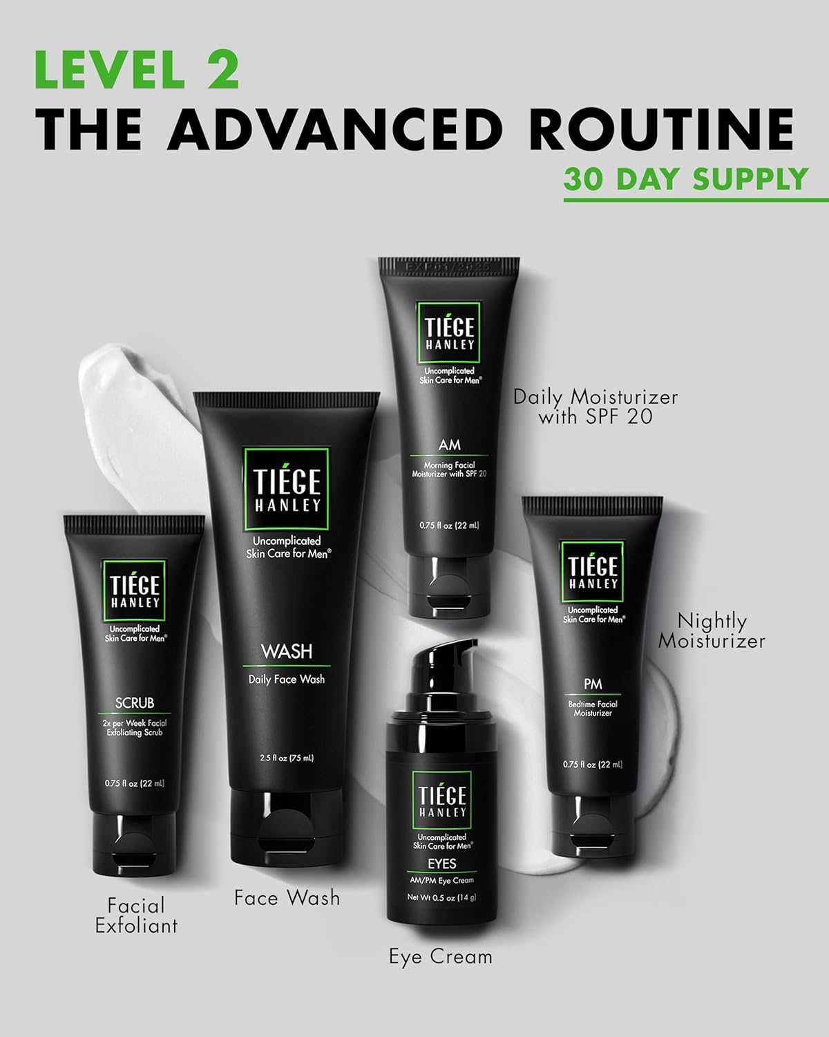 Zermet 1 Tiege Hanley Men’s Skin Care Set, Advanced Routine (System Level 2) – Face Wash, Scrub, Moisturizer & Eye Cream for Fine Lines, Under-Eye Bags Correction, Smoother Skin Texture