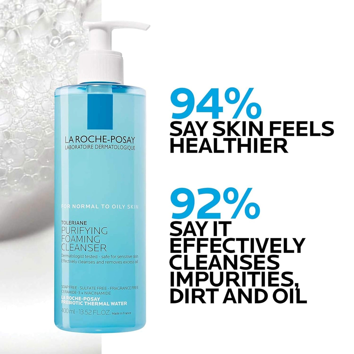 Zermet 1 La Roche-Posay Toleriane Purifying Foaming Facial Cleanser, Oil Free Face Wash for Women & Men with Niacinamide + Ceramides, Pore Cleanser Safe For Sensitive Skin, Won’t Dry Out Skin, Soap Free