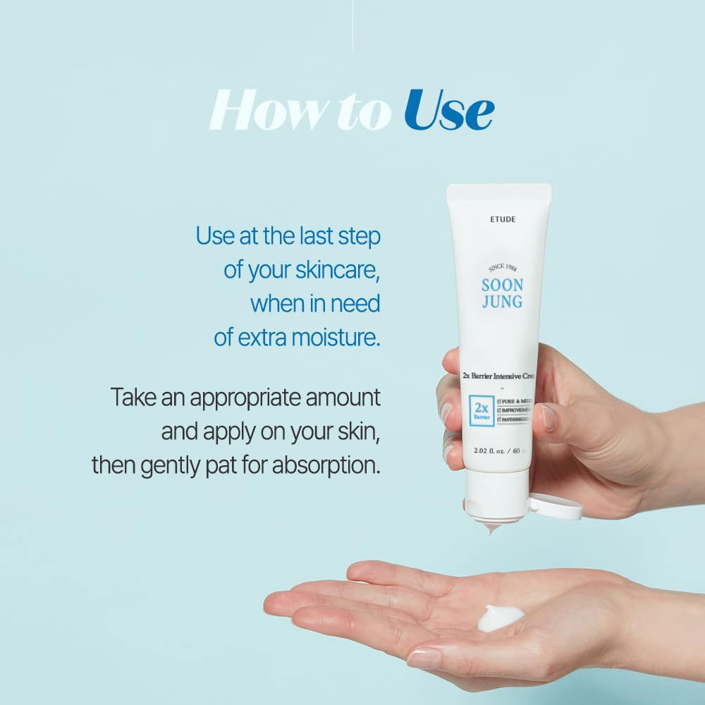 Zermet 1 ETUDE SoonJung 2x Barrier Intensive Cream (Original), Hypoallergenic Shea Butter Hydrating Facial Cream for Sensitive Skin, Water-oil Balance & Panthenol, Korean Skin Care (2.02 Fl Oz)