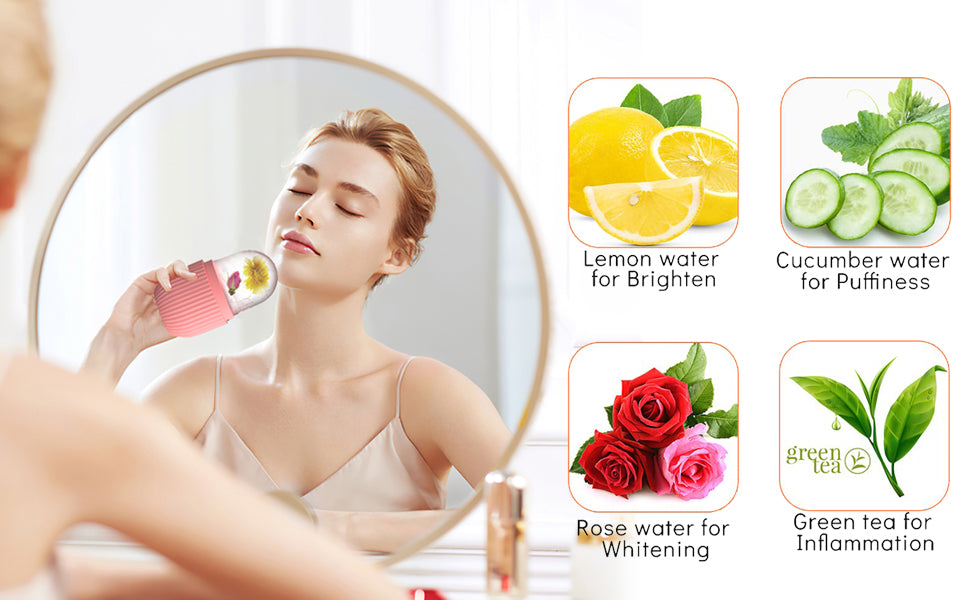 Zermet 1 XHJRI Ice Cube Roller Massager for Face, Eyes and Neck Naturally Conditioning and Skin Care,De-Puff Eye Bags,Reduce Migraine Pain,Reusable Massage Silicone Ice Mold (Pink)