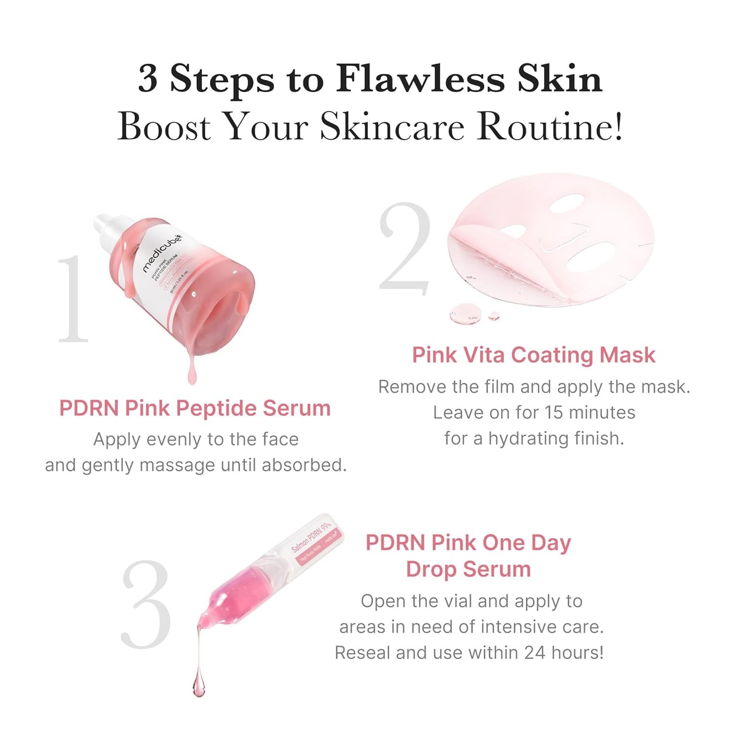 Zermet 1 medicube Pink Zermet 1 Trio Gift Set for Glass Glow Skin -Hydrating, Firming, and Radiance-Boosting Skincare Set for Women & Girls | With Salmon DNA Zermet 1 , Peptides and Pink Vitamin | Korean Skincare