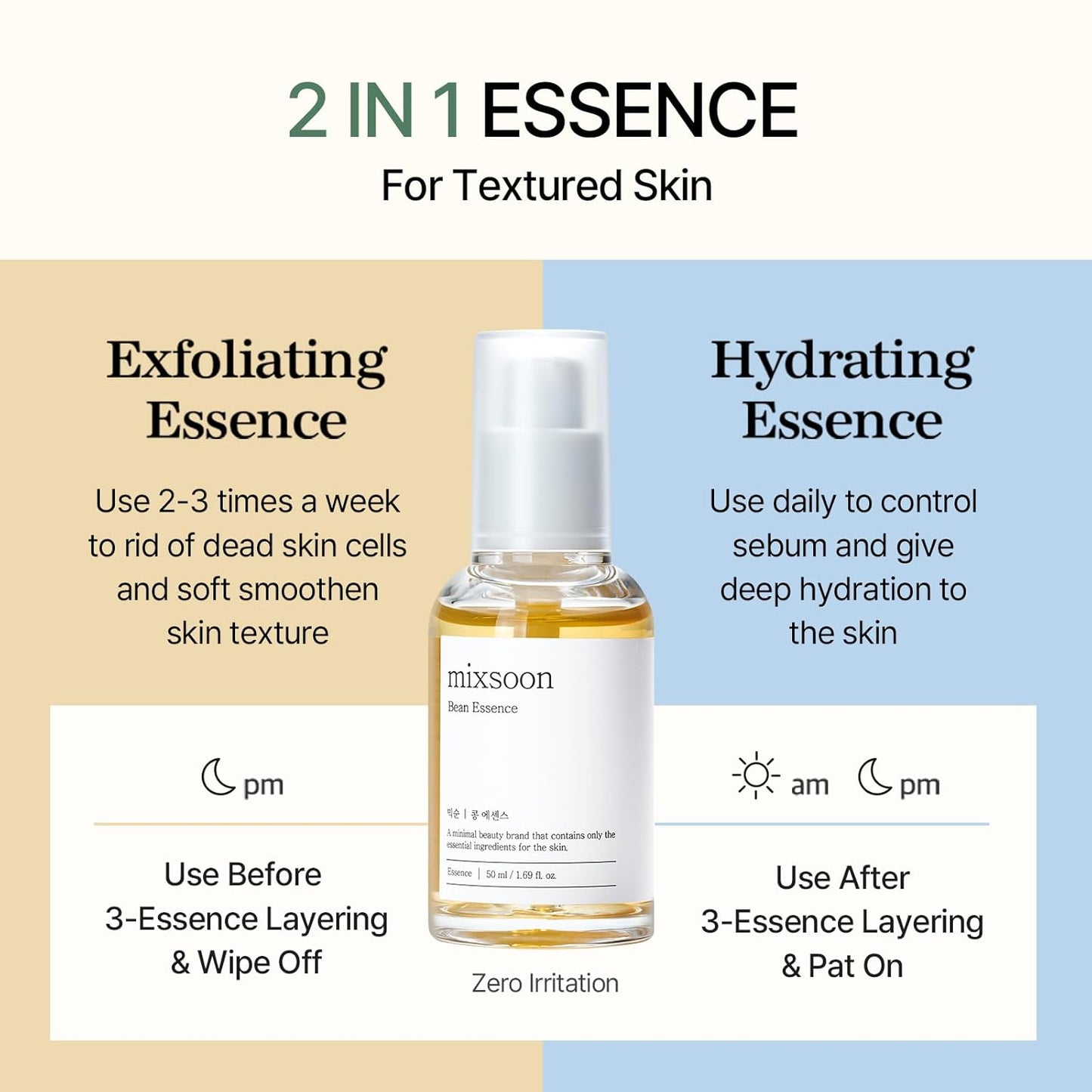 Zermet 1 mixsoon Bean Essence 1.01 Fl.Oz. / 30ml (Pack of 1) Exfoliating Hydrating Korean Skin Care Hyaluronic Acid Serum Korean Glass Skin Care