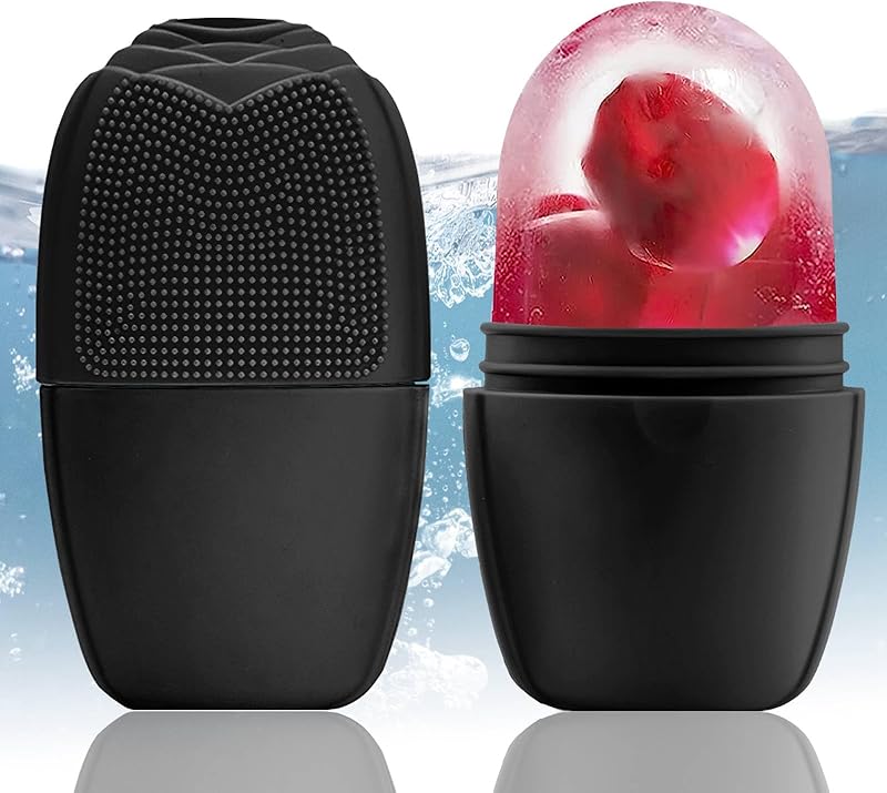 Zermet 1 XHJRI Ice Cube Roller Massager for Face, Eyes and Neck Naturally Conditioning and Skin Care,De-Puff Eye Bags,Reduce Migraine Pain,Reusable Massage Silicone Ice Mold (Pink)