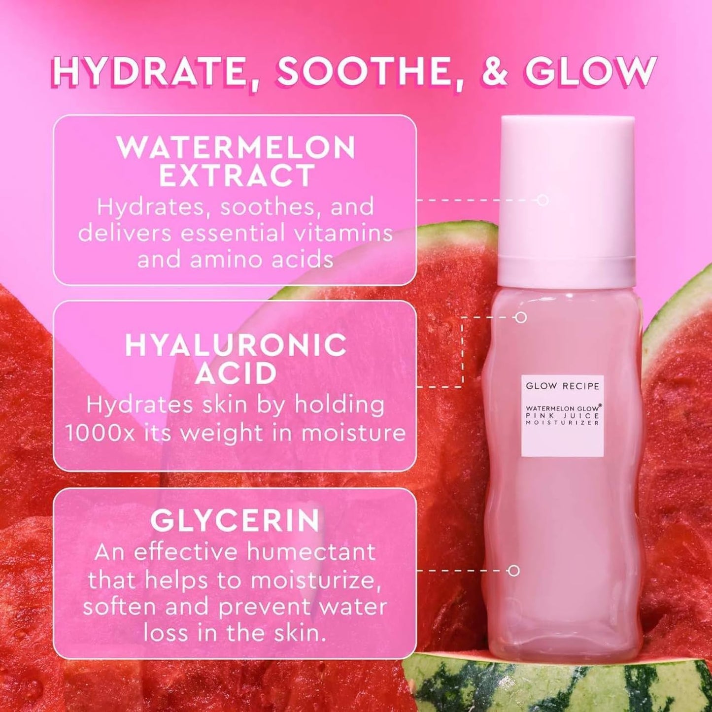 Zermet 1 Glow Recipe Double The Glow Skincare Kit - Watermelon PHA BHA Face Toner + Full Size and Refillable Pink Juice Face Moisturizer with Hydrating Hyaluronic Acid for Dry Skin - Korean Skin Care (3 Count)