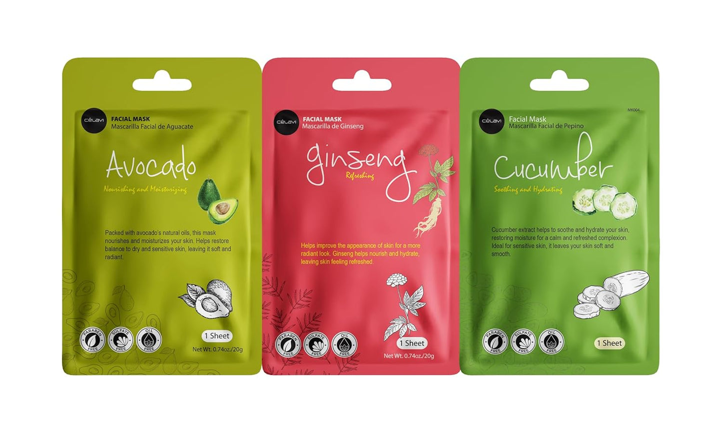 Zermet 1 Zermet 1 Facial Sheet Face Mask Variety Set Classic Authentic Korean Moisturizing Skincare (12-Packs)