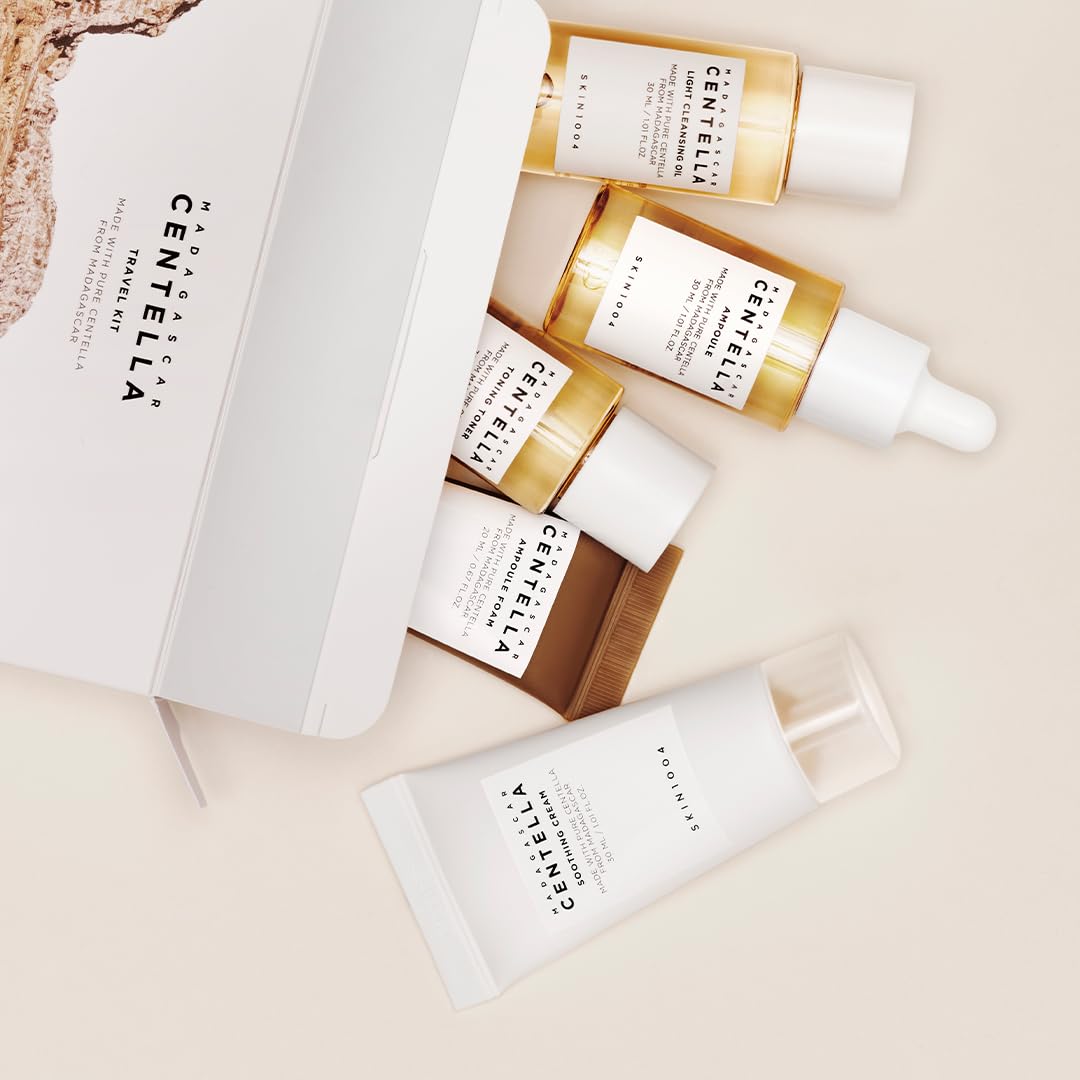Zermet 1 Zermet 1 Madagascar Centella Travel Kit, Toner, Ampoule, Soothing Cream, Cleansing Oil, Ampoule Foam, Basic Skincare Box, Compact Size, Gift Sets, Mothers Day Gifts for Mom Gifts for Women, Trial Kit