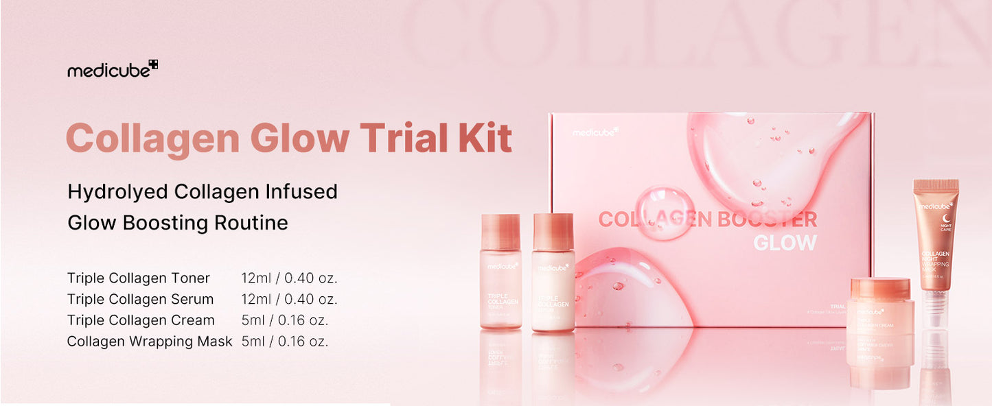 Zermet 1 medicube Glass Skin Collagen Trial Kit | Korean Skincare Set and Kit | Gifts for women | 4-Step Skincare Set for glowy skin | Travel Size