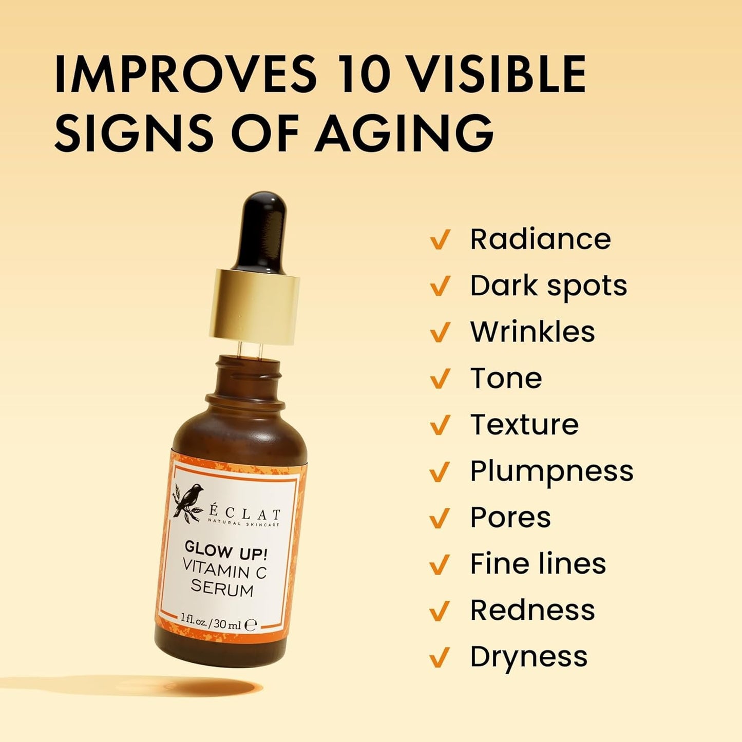 Zermet 1 Eclat Skincare Vitamin C Face Serum - Skin Care for Dark Spots, Vitamin C Serum with Hyaluronic Acid, Ferulic Acid, & Vit E - Anti Aging and Skin Brightening, Pure Vit C Facial Care - 30 ml