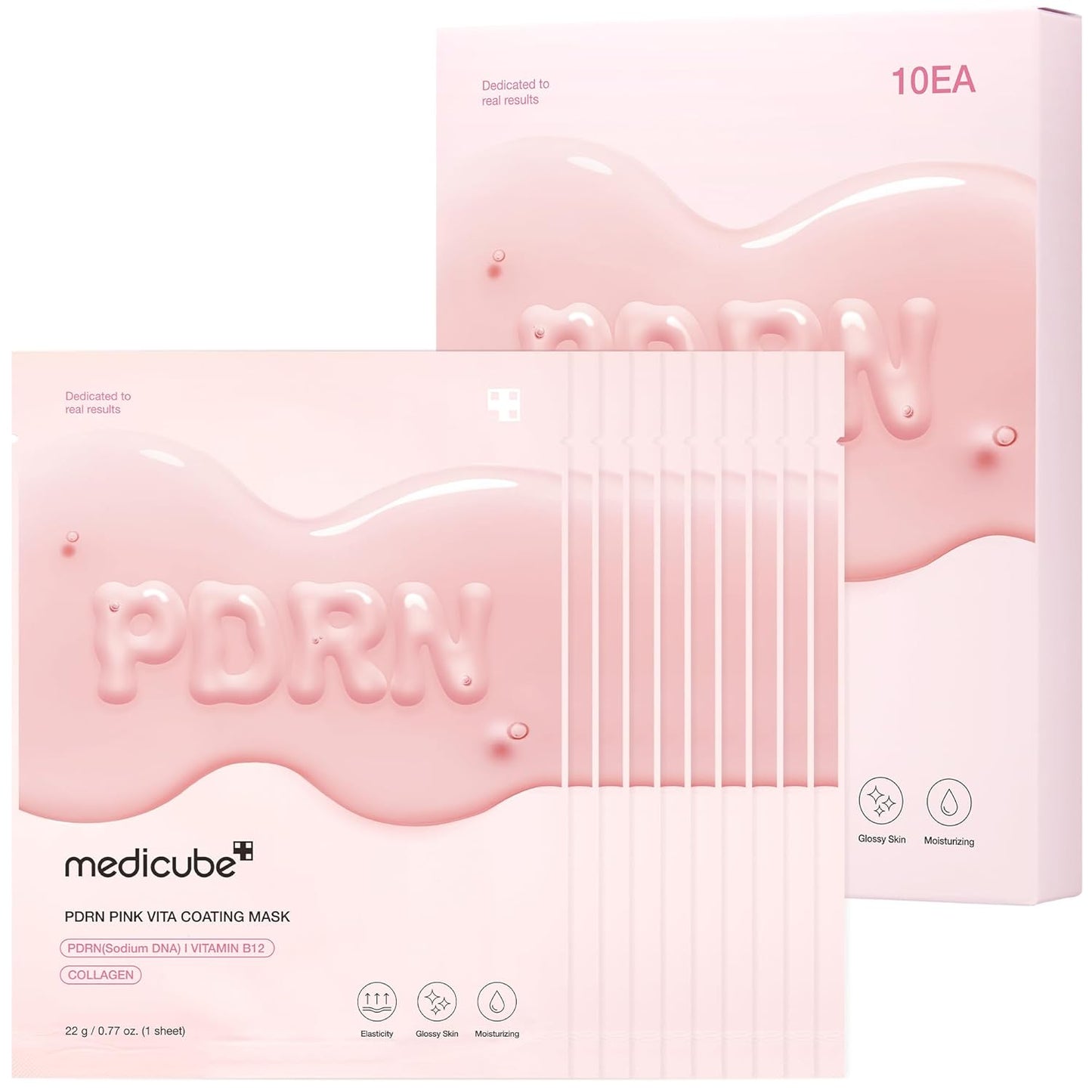 Zermet 1 medicube Salmon DNA Zermet 1 Pink Vita Coating Sheet Mask 10EA - Korean sheet mask for glass skin - Luxurious Home care Mask for Hydration, Firming, and Even Skin Tone, Korean skin care (22g 0.77 x 10ea)
