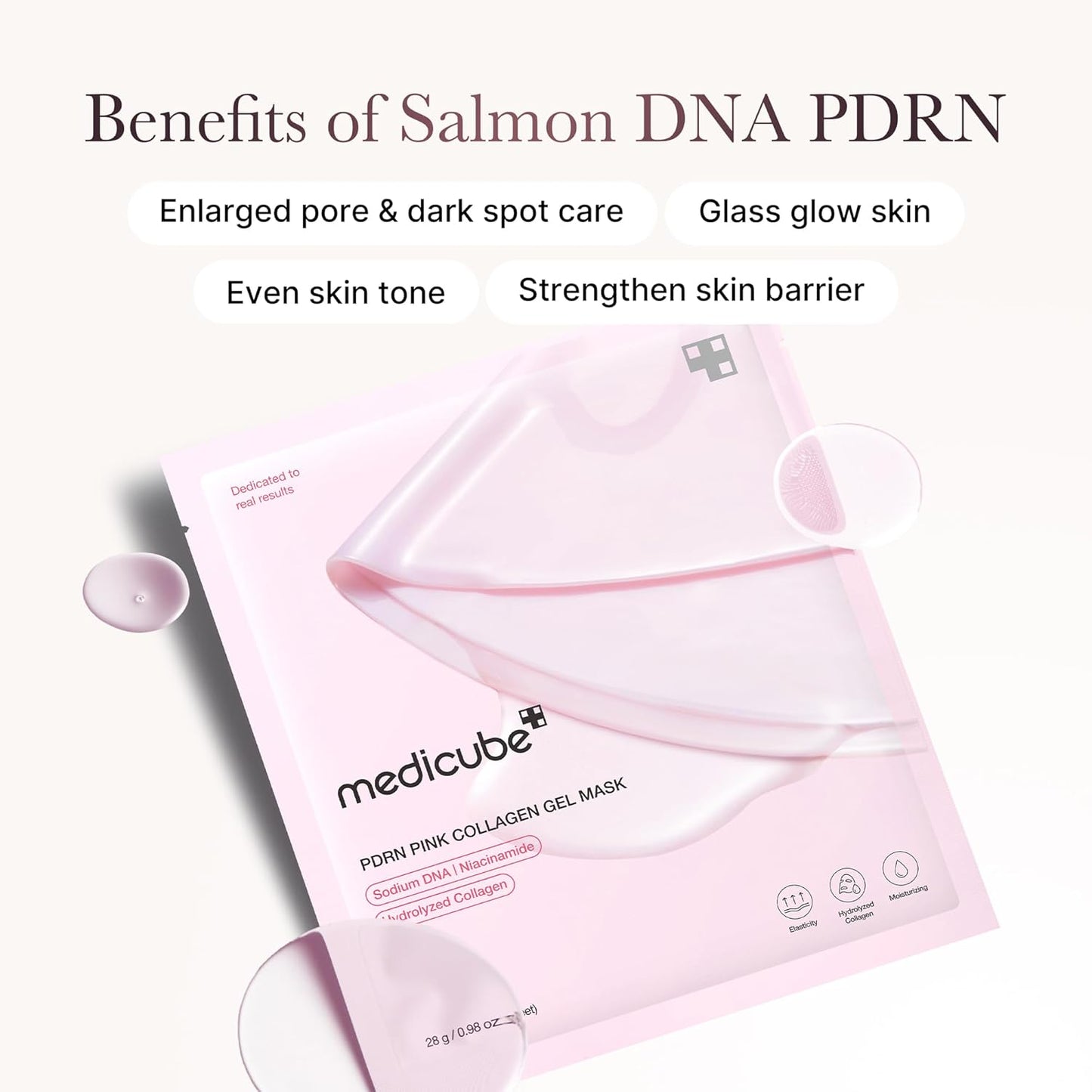 Zermet 1 medicube Salmon DNA Zermet 1 pink collagen jelly gel mask | overnight face mask for glass glow skin- elasticity, hydrating, firming and moisturizing | korean skincare, 28g, 4ea