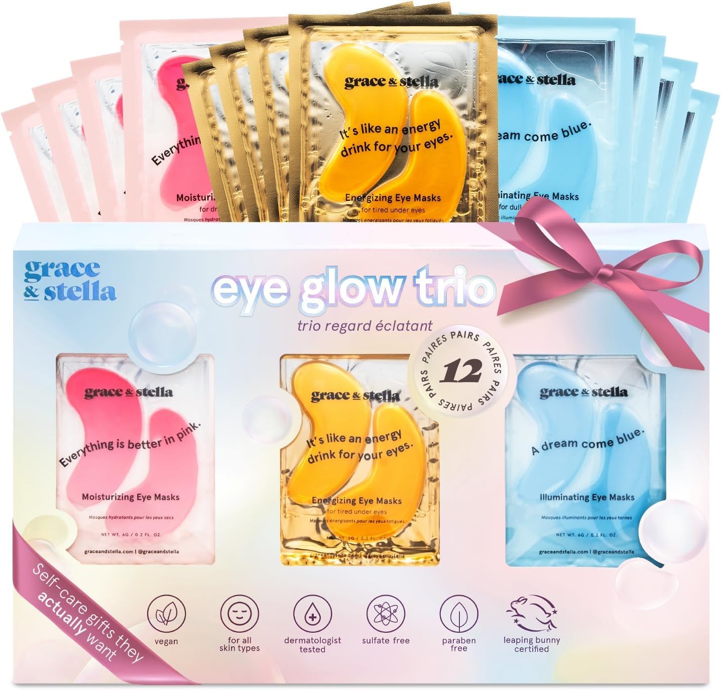 Zermet 1 grace & stella Under Eye Patches (12 pairs) Eye Masks for Puffy Eyes and Dark Circles - Birthday Gifts for Women, Bachelorette Party Favors, Bridesmaid, Self Care and Relaxation Gifts for Her - Vegan