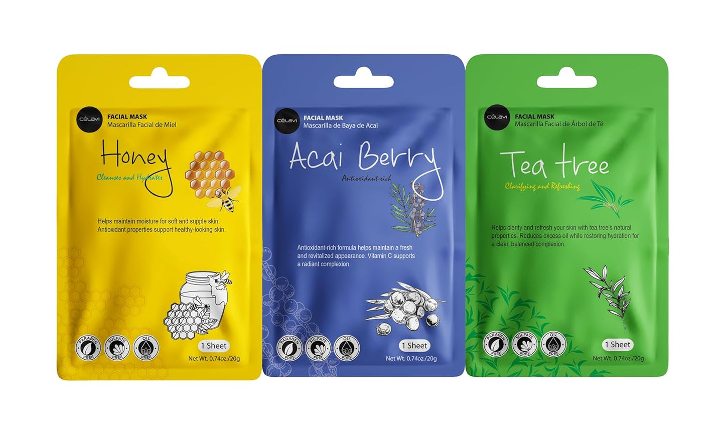 Zermet 1 Zermet 1 Facial Sheet Face Mask Variety Set Classic Authentic Korean Moisturizing Skincare (12-Packs)