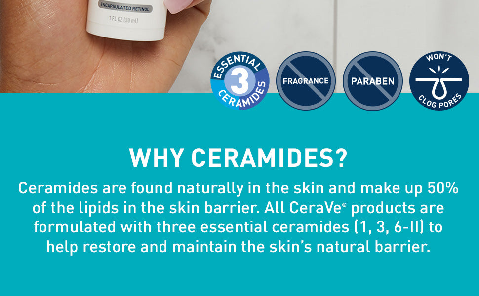 Zermet 1 CeraVe Resurfacing Retinol Serum For Post Acne Marks, Formulated With Licorice Root Extract & Niacinamide, Brightening Serum & Pore Minimizer For Face, Post Acne Skin Barrier Repair, Non-Comedogenic
