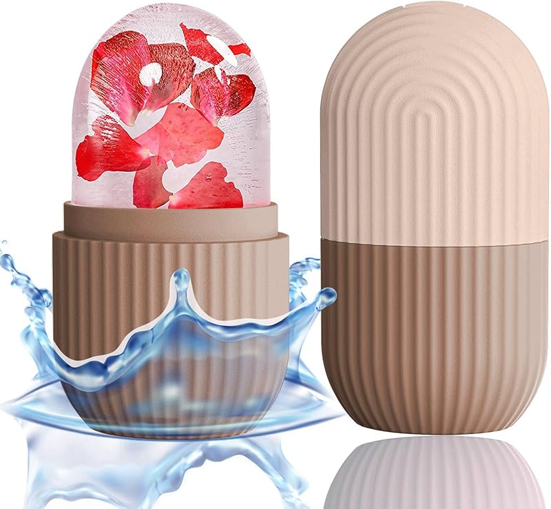 Zermet 1 XHJRI Ice Cube Roller Massager for Face, Eyes and Neck Naturally Conditioning and Skin Care,De-Puff Eye Bags,Reduce Migraine Pain,Reusable Massage Silicone Ice Mold (Pink)