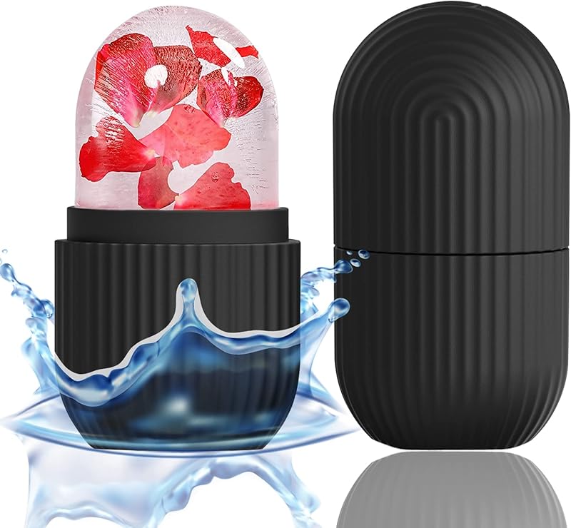Zermet 1 XHJRI Ice Cube Roller Massager for Face, Eyes and Neck Naturally Conditioning and Skin Care,De-Puff Eye Bags,Reduce Migraine Pain,Reusable Massage Silicone Ice Mold (Pink)