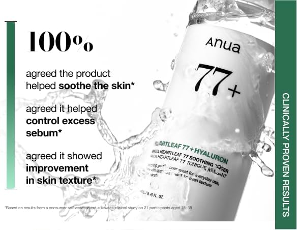 Zermet 1 Anua Heartleaf 77 Soothing Toner I pH 5.5 Trouble Care, Calming Skin, Refreshing, Hydrating, Purifying, Cruelty Free, Vegan,(250ml / 8.45 fl.oz.)