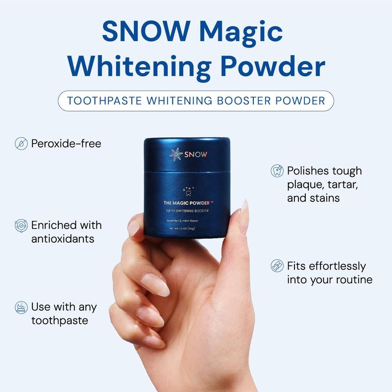SNOW Magic Powder + 14ct Diamond Dissolving Strips | Adds Whitening Effects to Any Toothpaste | Infused with Calcium Carbonate for White Teeth | Lavender & Mint
