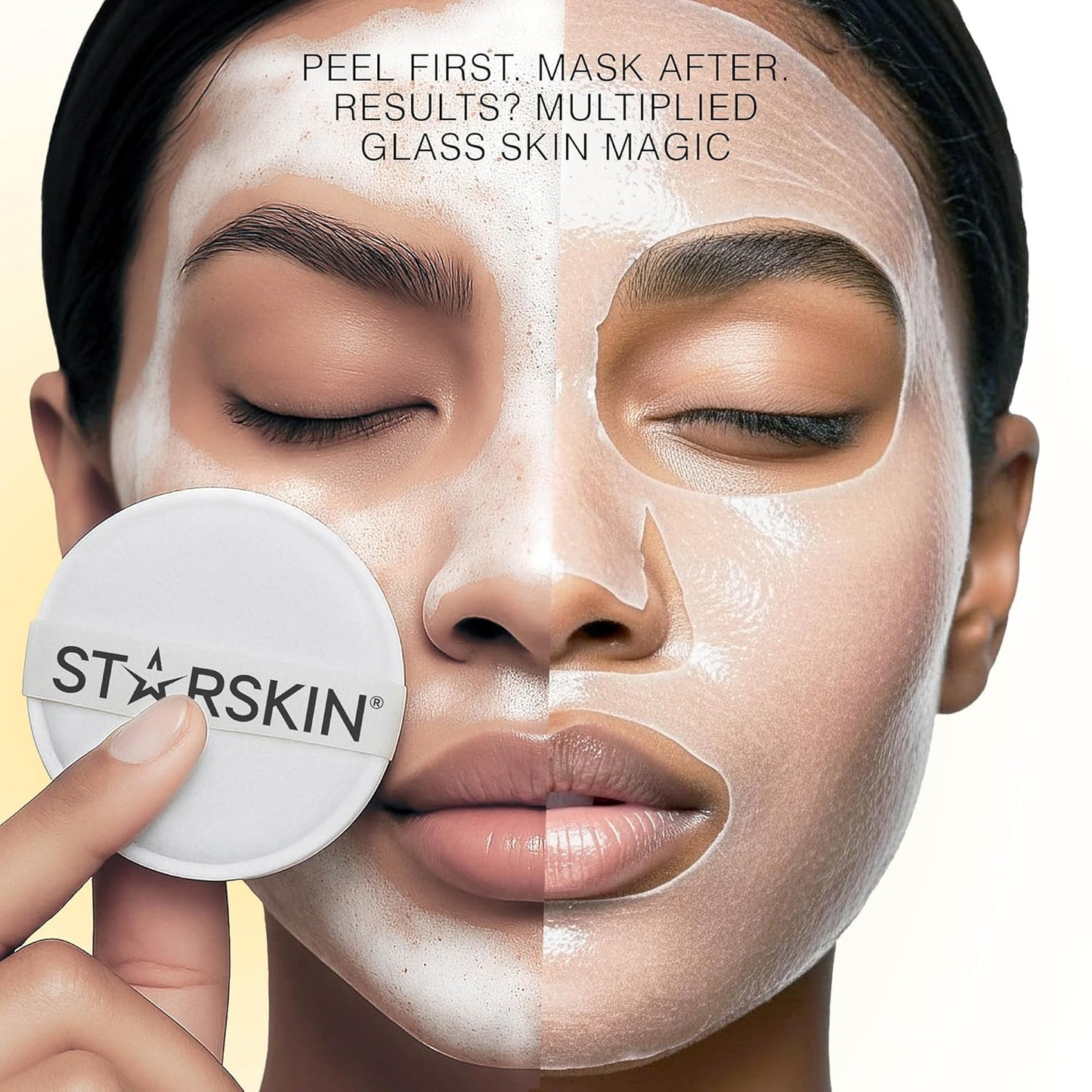 Zermet 1 STARSKIN Glowstar, Facial Radiance Pads with Lactic and Glycolic Acid, AHA Exfoliant infused with Vitamin C Serum, Face Peeling Puff, Optimal for Soft Scrub, K Beauty Skincare