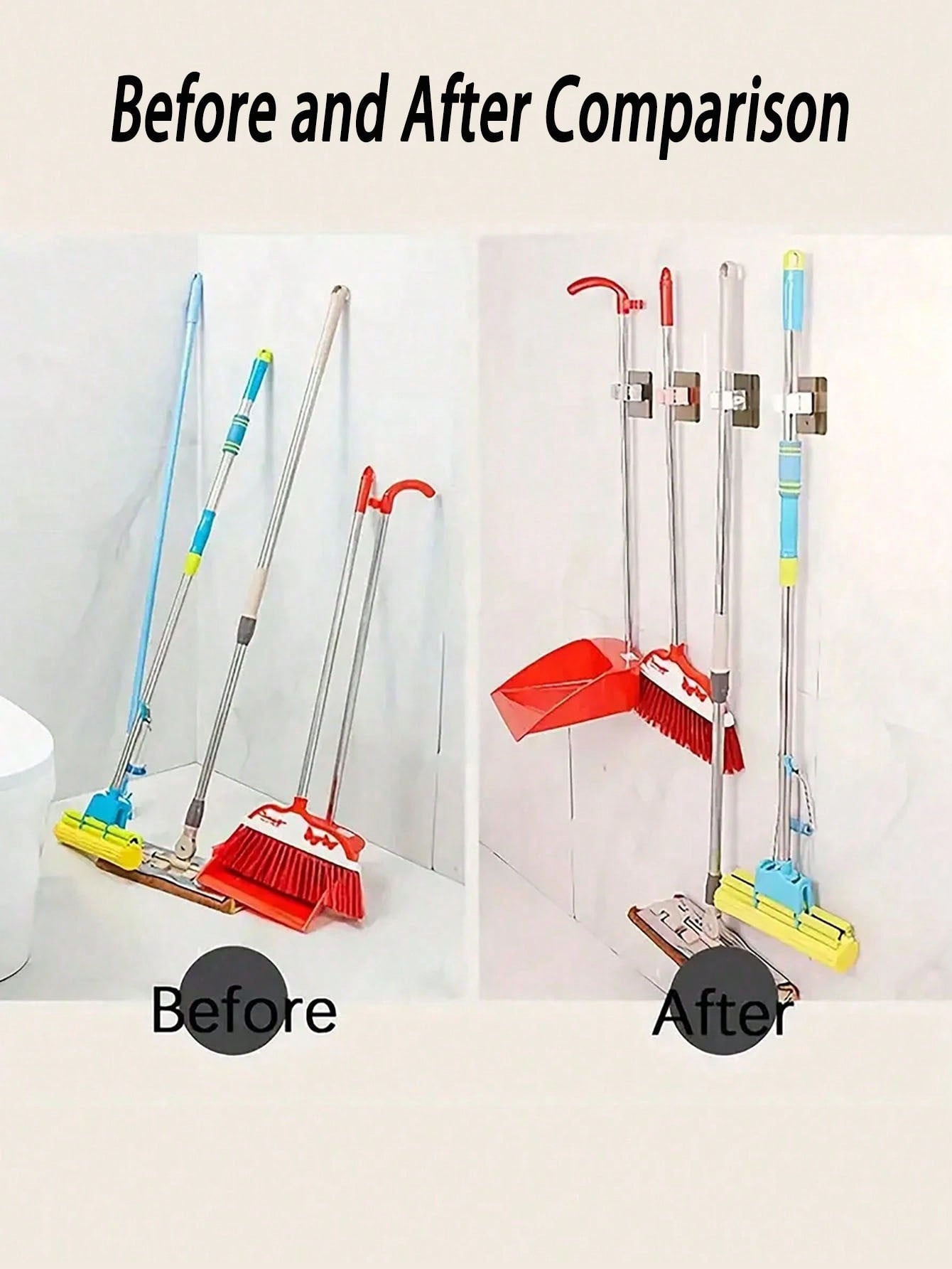 1/2/4/6/810pcs Punch-Free Wall-Mounted Strong Mop Hook, Multifunctional Strong Storage Clip For Bathroom Tools, Maximum Load-Bearing 3000g/6.6 Lb, Mop Clip, Mop Rack, Convenient Bathroom Accessories, Cleaning Accessories, Suitable For Placing Mop Brooms A