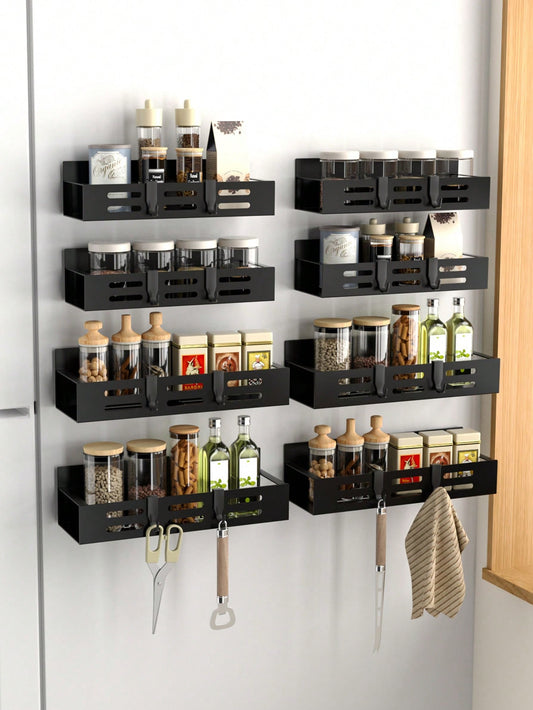 1/2 Piece Magnetic Storage Rack, Refrigerator Side Spice Rack, No Drilling Required, Multi-Function Wall Mounted Magnetic Storage Rack For Kitchen, Laundry Room And Home Use