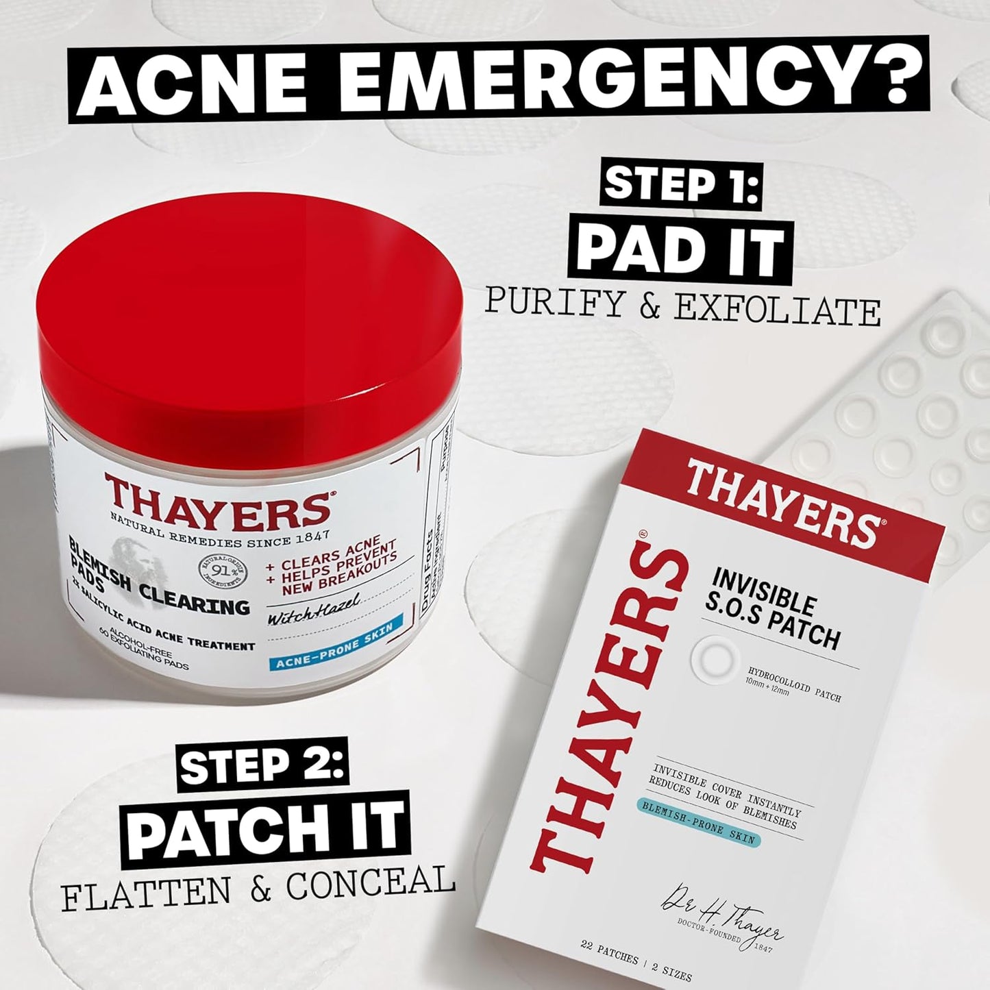 Zermet 1 Thayers Blemish Clearing Acne Pads, Salicylic Acid Acne Treatment for Face, Pore Reducing, Exfoliating, and Soothing Skincare, Witch Hazel Toner Pads, 60 Ct