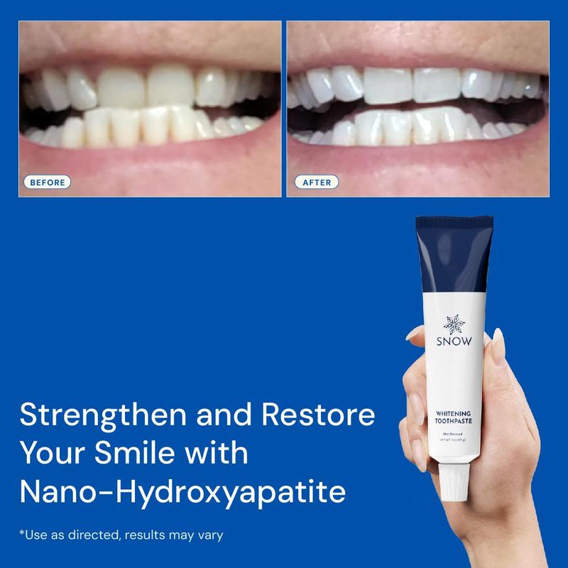 SNOW Teeth Whitening Nano-Hydroxyapatite Whitening Toothpaste 4 Pack Bundle Formulated with Hydroxyapatite CoQ10 Vitamins B12 & B6 Non-GMO Enamel Safe Mint Flavor - Chamomile