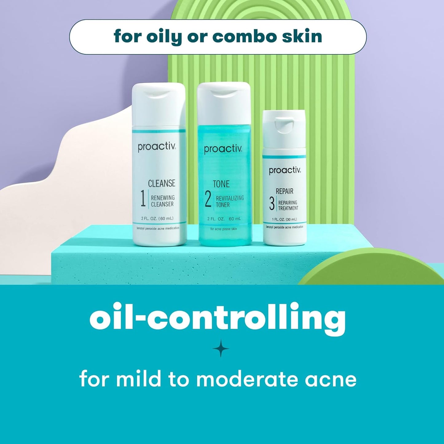 Zermet 1 Proactiv 3 Step Acne Treatment - Benzoyl Peroxide Face Wash, Repairing Acne Spot Treatment for Face and Body, Exfoliating Toner - 30 Day Complete Acne Skin Care Kit