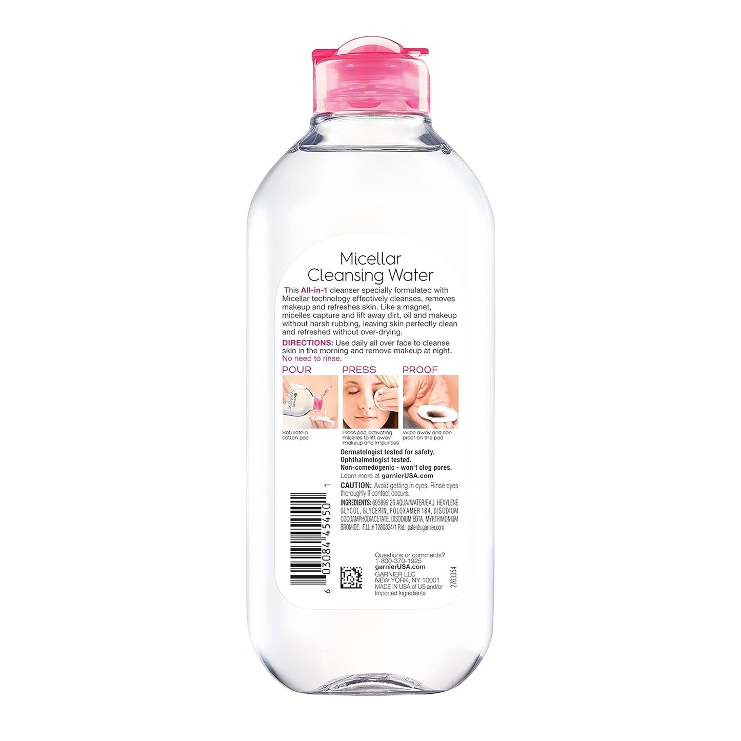 Zermet 1 Garnier Micellar Water, Hydrating Facial Cleanser & Makeup Remover, Suitable for Sensitive Skin, Vegan, Cruelty Free, 13.5 Fl Oz (400mL), 1 Count