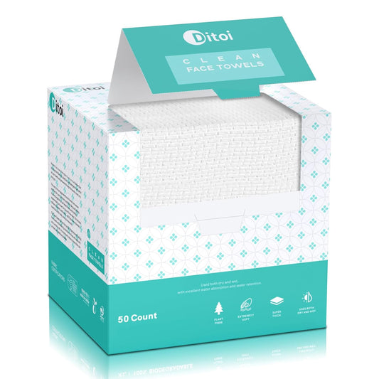 Zermet 1 Face Towels, 10"×12" Disposable Face Towel, Face Towelettes XL, Ultra Soft Makeup Remover Dry Wipes, Thick Face Towel for Sensitive Skin, 50 Count (1 Pack)