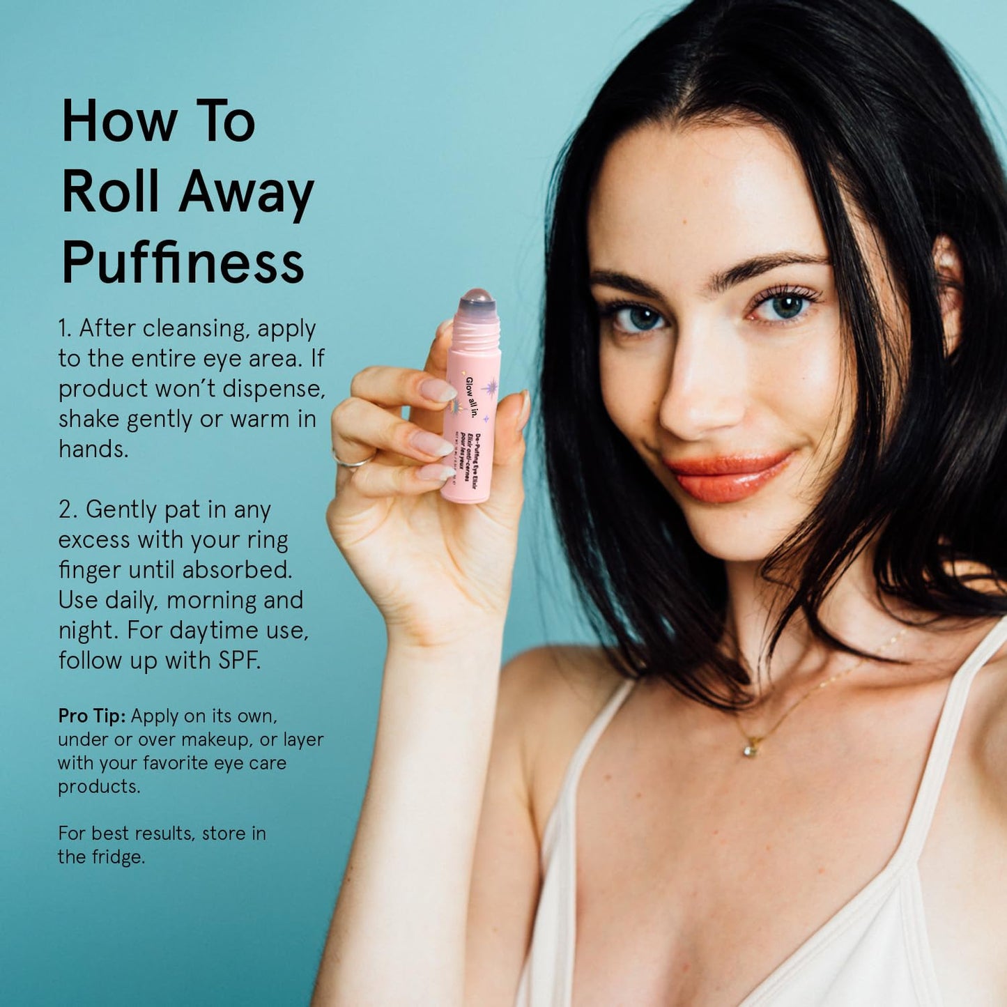 Zermet 1 grace & stella Award Winning Under Eye Brightener Roller - Airplane Travel Essentials - Retinol & Caffeine Eye Serum for Puffiness, Dark Circles, Wrinkles - Vegan Skincare (15ml / 0.51floz)