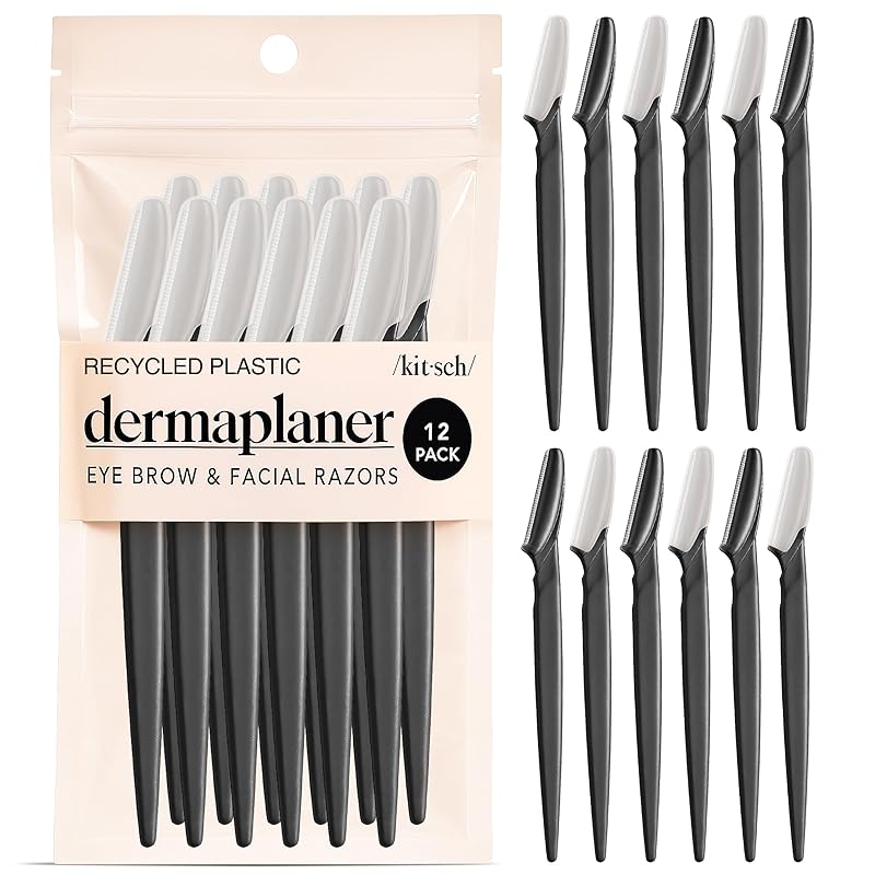 Zermet 1 Kitsch Dermaplane Razor for Women Face - Face Razors for Women and Men - Eyebrow Trimmer, Shaver, Recycled Plastic Dermaplaning and Skin Care Tool - Terracotta, 12 pcs