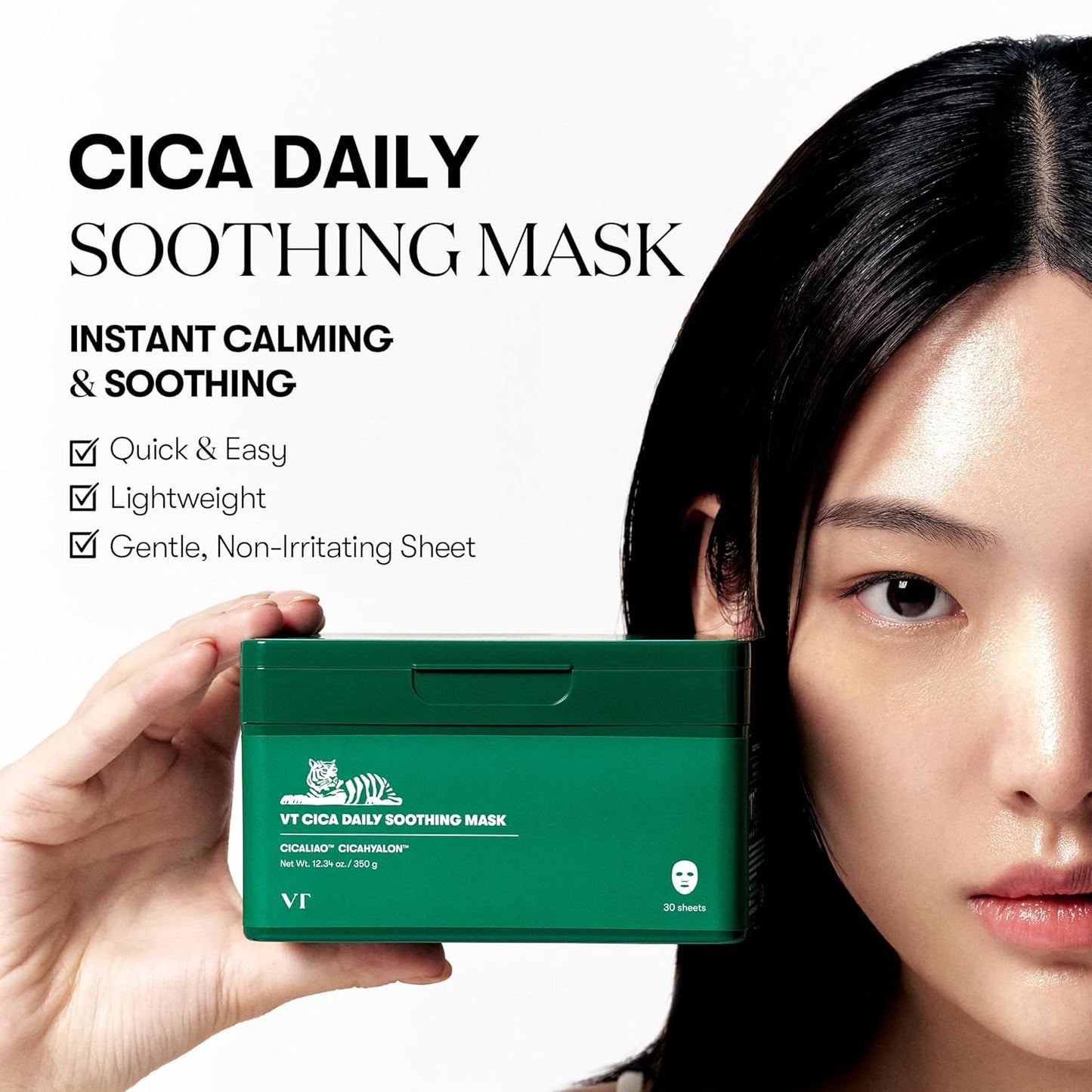 Zermet 1 Zermet 1 Daily Soothing Mask 30 Sheets, Centella Asiatica & Hyaluronic Acid for Moisturizing & Hydrating, Instant Calm & Glow, Skin Softening Facial Mask, Korean Face Mask