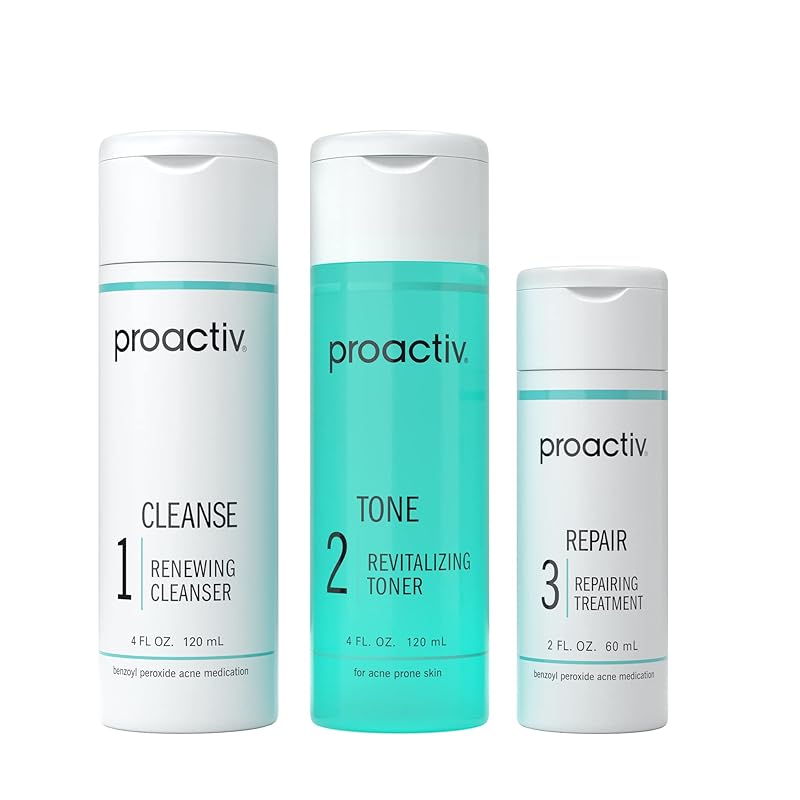 Zermet 1 Proactiv 3 Step Acne Treatment - Benzoyl Peroxide Face Wash, Repairing Acne Spot Treatment for Face and Body, Exfoliating Toner - 30 Day Complete Acne Skin Care Kit