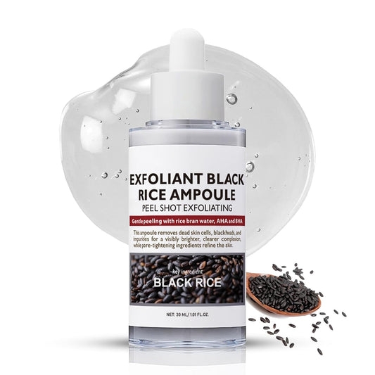 Zermet 1 Black-Rice Peeling Ampoule, Face Exfoliator Pore Minimizer for Face, Rice Ampoule Soft Exfoliating Face&Body Scrub Dead Skin Remover, Moisturizing, Smooth, Nourish, Korean Skin Care (1 Pack)