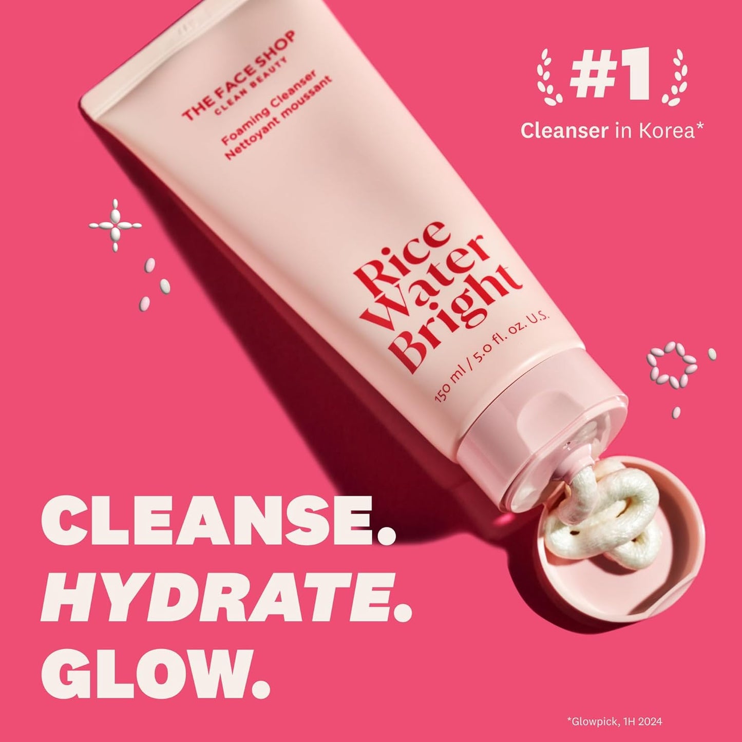 Zermet 1 The Face Shop Rice Water Bright Double Cleansing Duo Set with Ceramide, Korean Skin Care, Gentle Face Wash & Pore Control Cleansing Oil, Hydrating, Moisturizing, Vegan Facial Cleanser, Makeup Remover