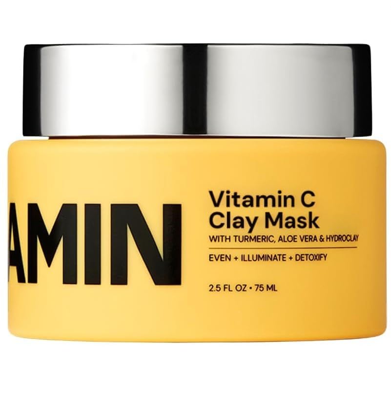 Zermet 1 Gleamin Vitamin C Clay Mask for Dark Spots, Turmeric Clay Face Mask Skin Care, Deeply Cleanses & Refines Pores, Brightens Uneven Tone and Helps Improve Post-Blemish Scarring & Texture, Up to 20 Uses
