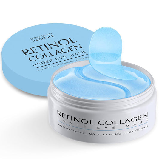 Zermet 1 Enaskin Naturals Under Eye Patches for Dark Circles: 30 Pairs Retinol Collagen Eye Gels Mask - Reduce Wrinkles Puffy & Bags - Skin Treatment Pads - Anti Aging Moisturizer For Women (Blue)
