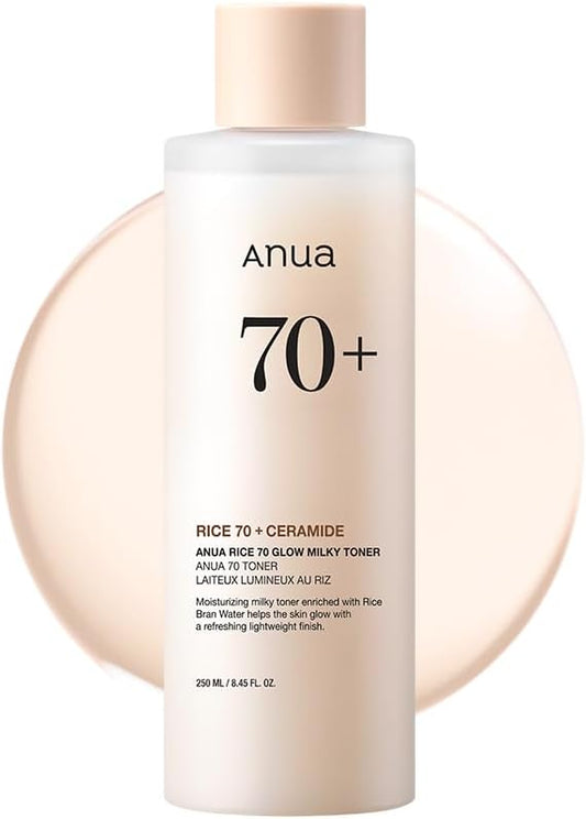 Zermet 1 Zermet 1 Rice 70 Glow Milky Toner, for Glass Skin, Rice Water, Niacinamide, Ceramides, Panthenol, Fragrance-Free, Non comedogenic, Fungal Acne Safe, Korean Skin Care, 250ml/8.45fl.oz.