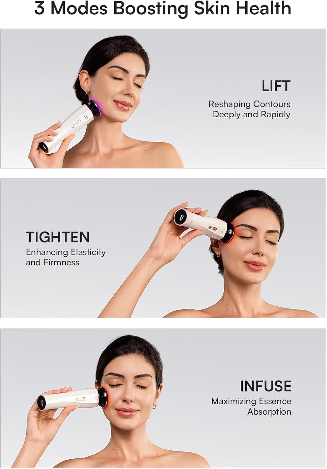 Zermet 1 Zermet 1 3-in-1 Red Light Therapy for Face and Neck Facial Massager True Beauty Glow Device, Lifting & Firming Skincare Tool