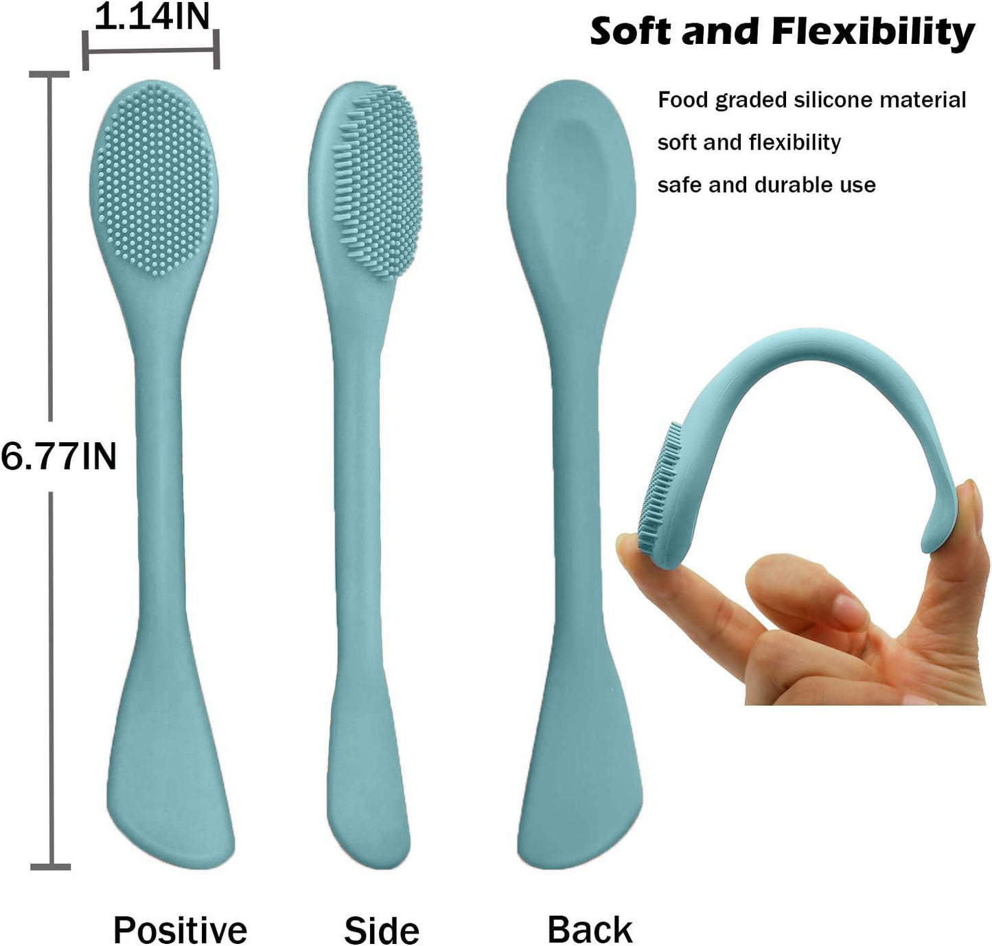 Zermet 1 Facial Cleansing Brush, 2 in 1 Silicone Face Mask Brush & Face Scrubber, For Exfoliating, Massaging, Remove Blackheads, Makeup Skincare Removal, Applicator for Mud, Clay, Body Lotion, DIY Mask