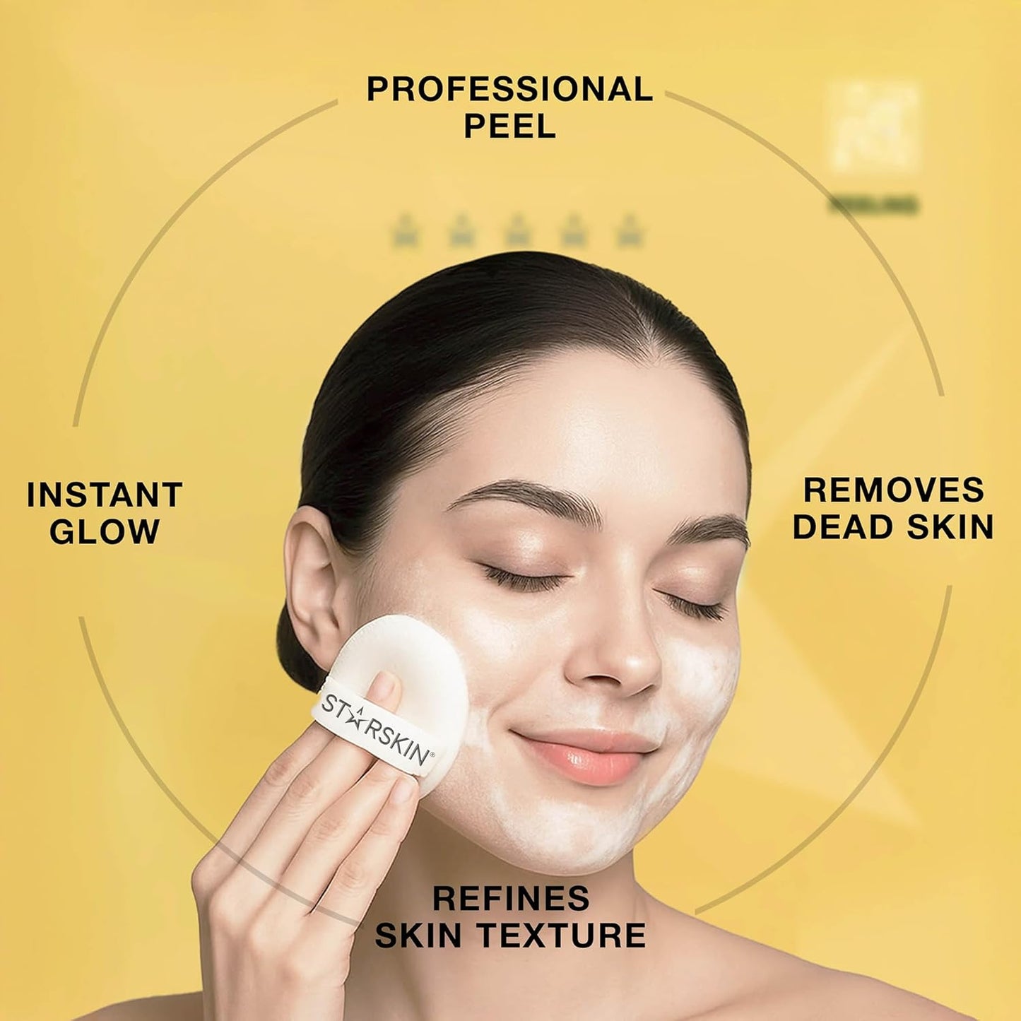 Zermet 1 STARSKIN Glowstar, Facial Radiance Pads with Lactic and Glycolic Acid, AHA Exfoliant infused with Vitamin C Serum, Face Peeling Puff, Optimal for Soft Scrub, K Beauty Skincare