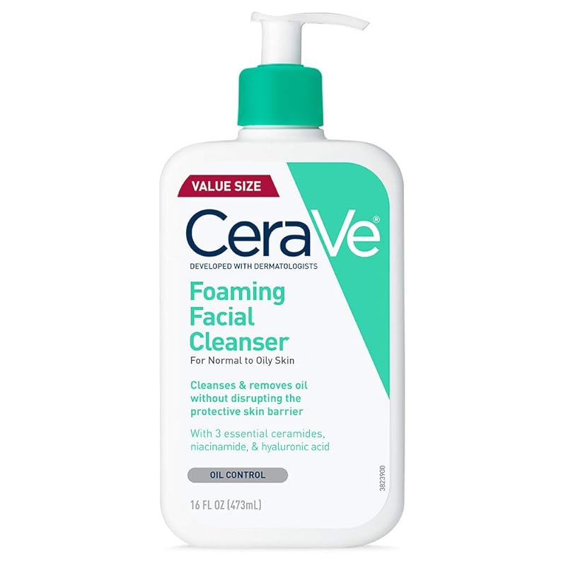 Zermet 1 CeraVe Foaming Facial Cleanser, Daily Face Wash for Oily Skin, Hyaluronic Acid + Ceramides + Niacinamide, Fragrance Free & Paraben Free, Non-Drying Oil Control Face Wash, 19 Fluid Ounce