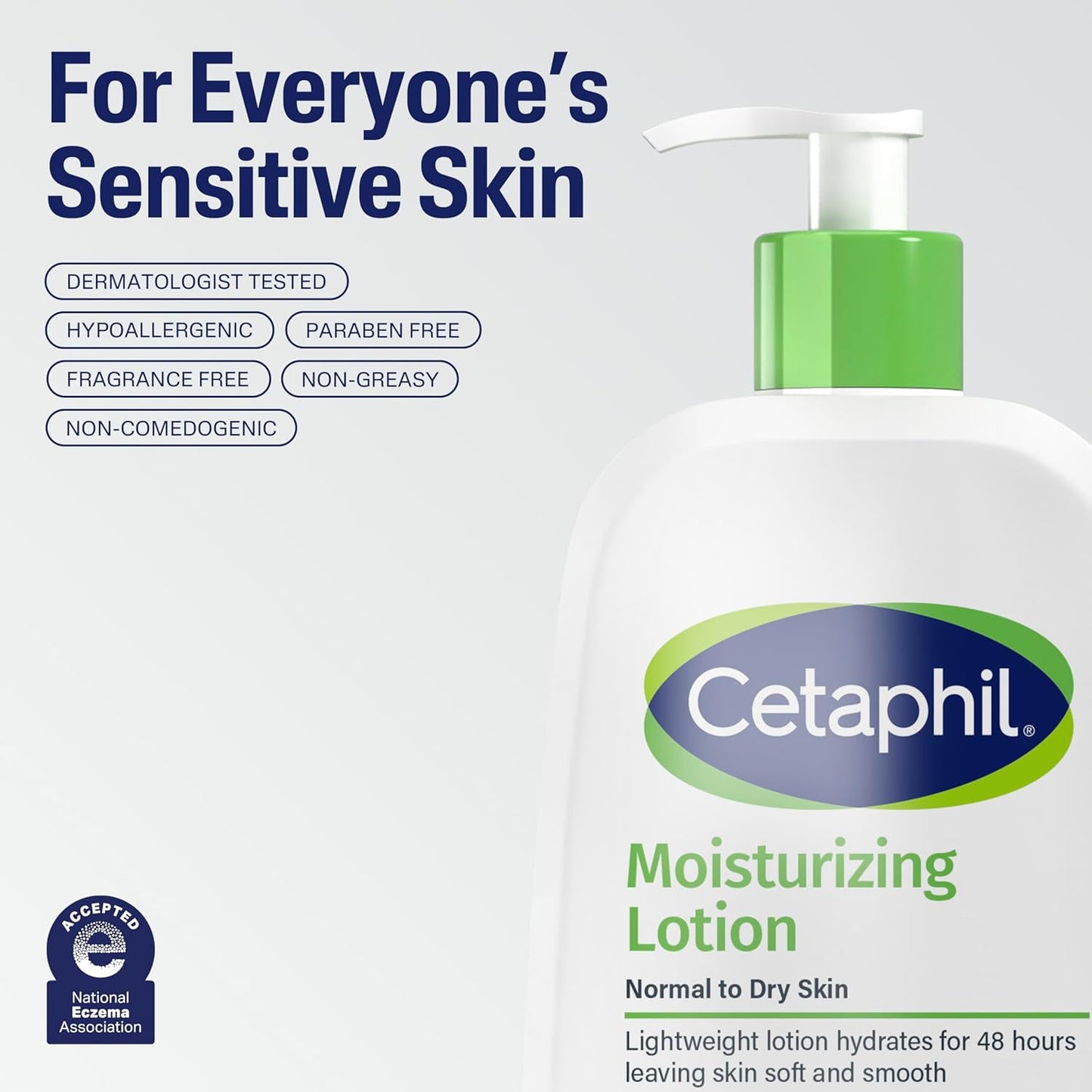 Zermet 1 Cetaphil Face & Body Moisturizer, Hydrating Moisturizing Lotion for All Skin Types, Suitable for Sensitive Skin, NEW 20 oz, Fragrance Free, Hypoallergenic, Non-Comedogenic