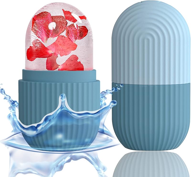 Zermet 1 XHJRI Ice Cube Roller Massager for Face, Eyes and Neck Naturally Conditioning and Skin Care,De-Puff Eye Bags,Reduce Migraine Pain,Reusable Massage Silicone Ice Mold (Pink)